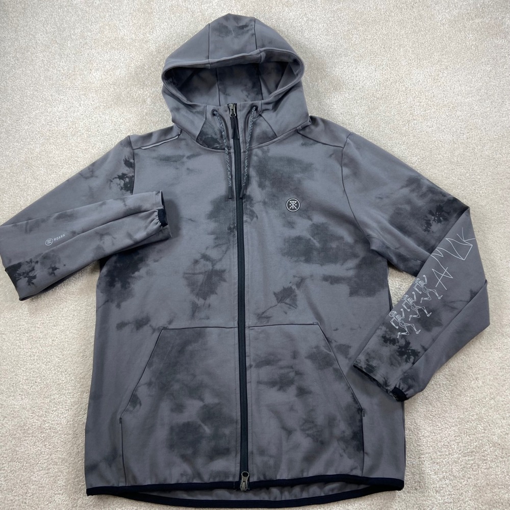 Roark Run Amok El Morro Motorhead Hoodie Mens Medium Grey Tie Dye Full Zip - Picture 2 of 14